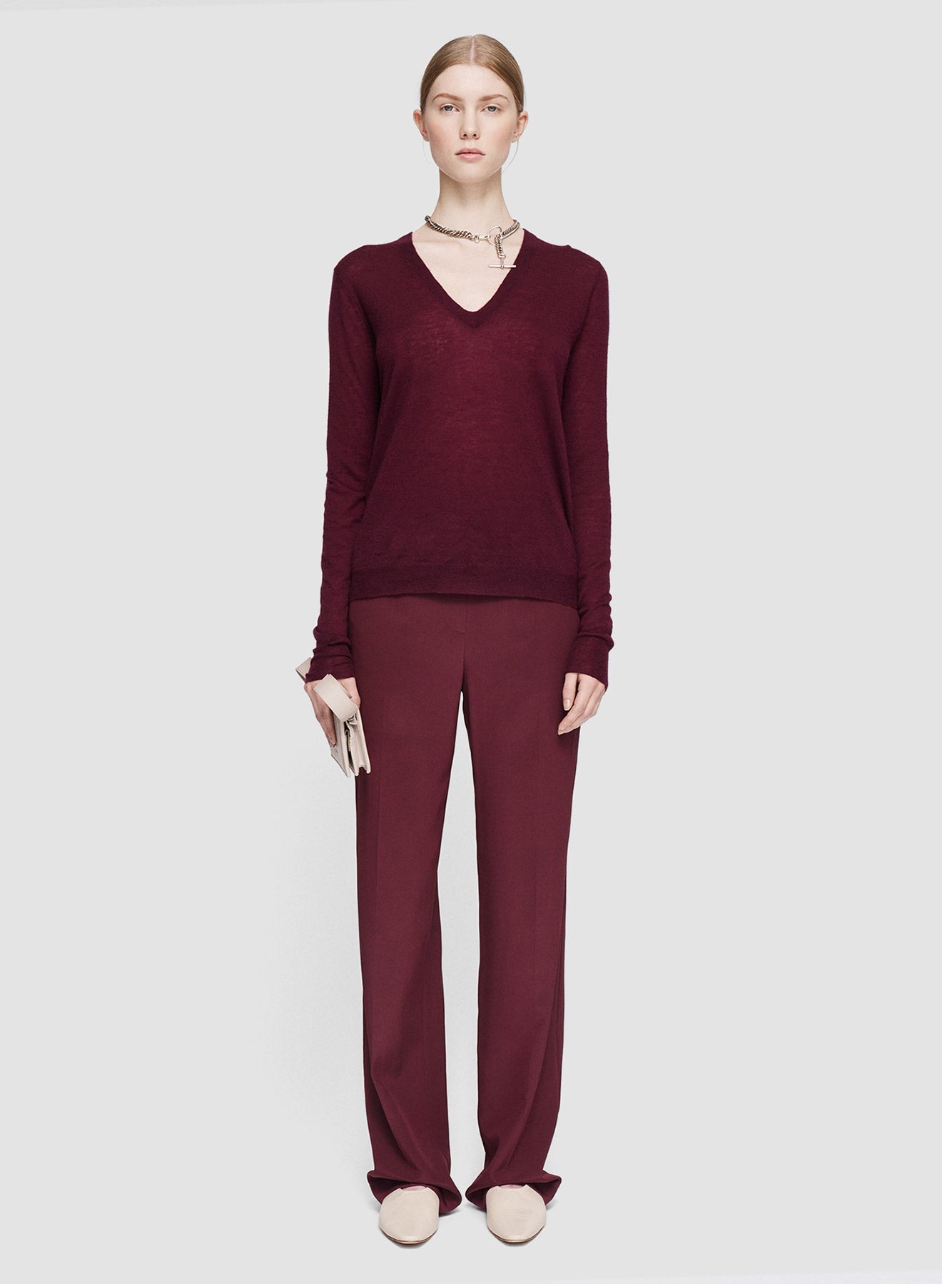 V NK LS CASHAIR TOP MERLOT