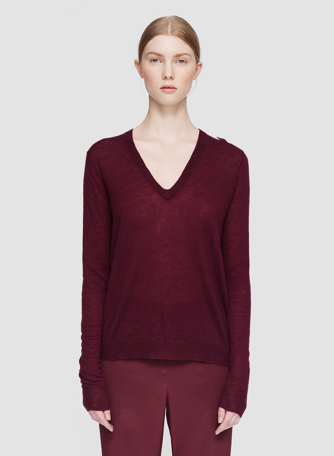 V NK LS CASHAIR TOP MERLOT