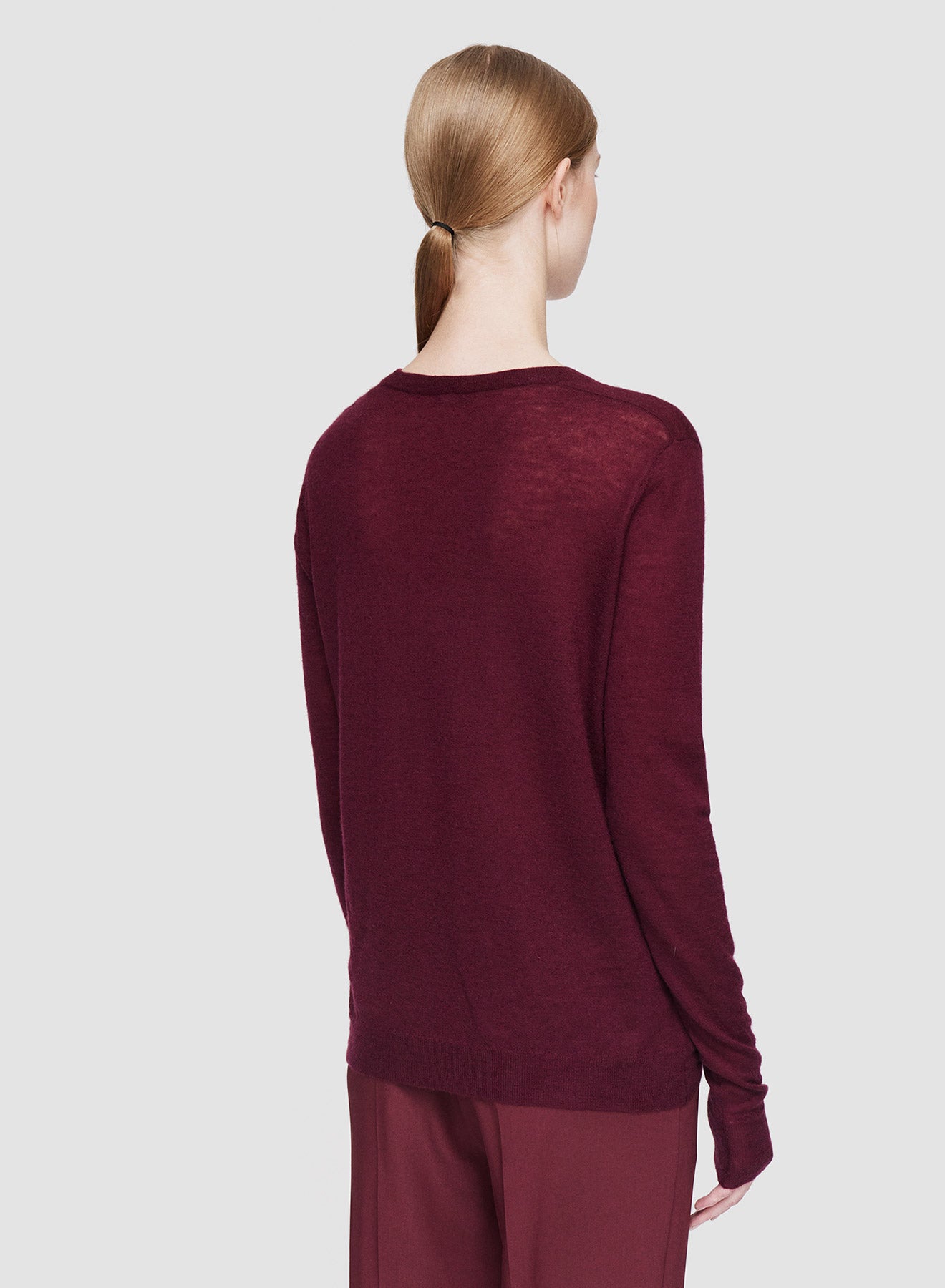 V NK LS CASHAIR TOP MERLOT