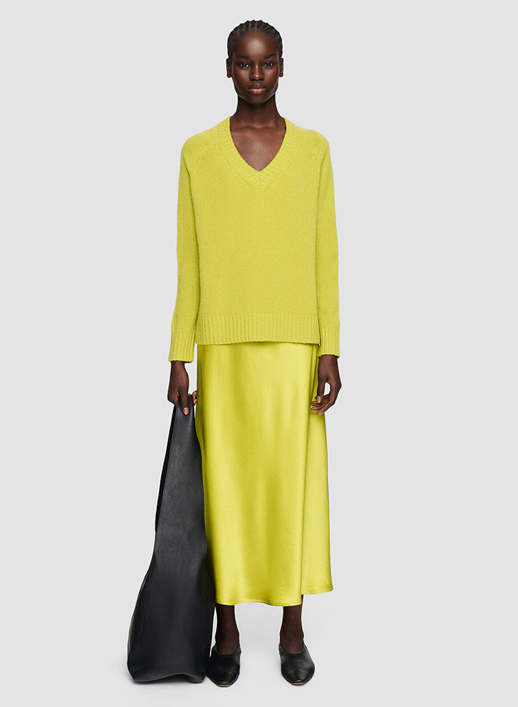 V NK LS OPEN CASHMERE TOP GINKGO