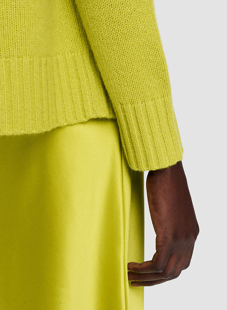 V NK LS OPEN CASHMERE TOP GINKGO