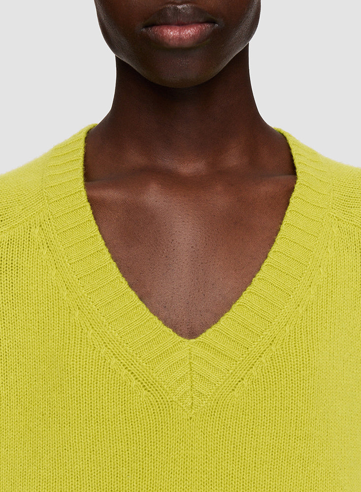 V NK LS OPEN CASHMERE TOP GINKGO