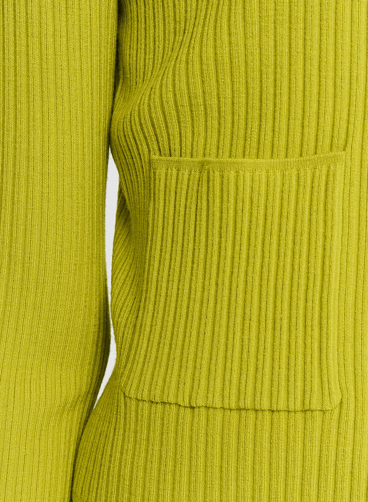 CARDIGAN MERINOS RIB GINGKO