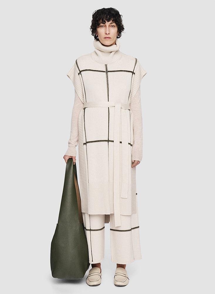 PONCHO GRID SILK OAT COMBO