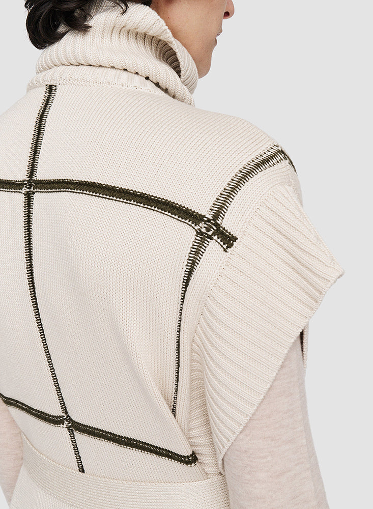 PONCHO GRID SILK OAT COMBO