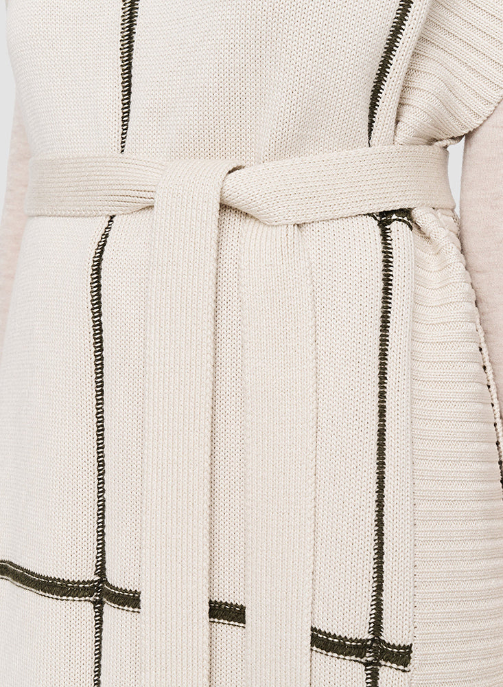 PONCHO GRID SILK OAT COMBO