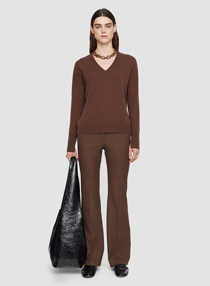 V NK LS PURE CASHMERE TOP OAK