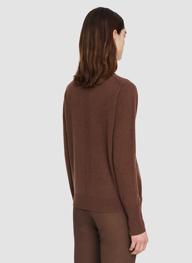 V NK LS PURE CASHMERE TOP OAK