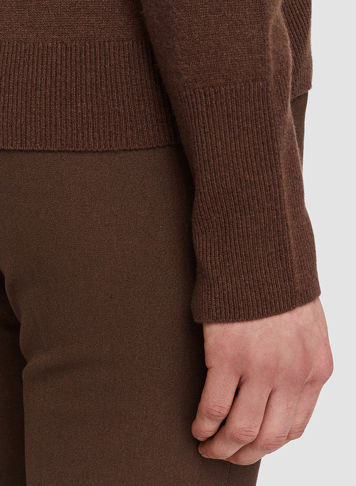 V NK LS PURE CASHMERE TOP OAK