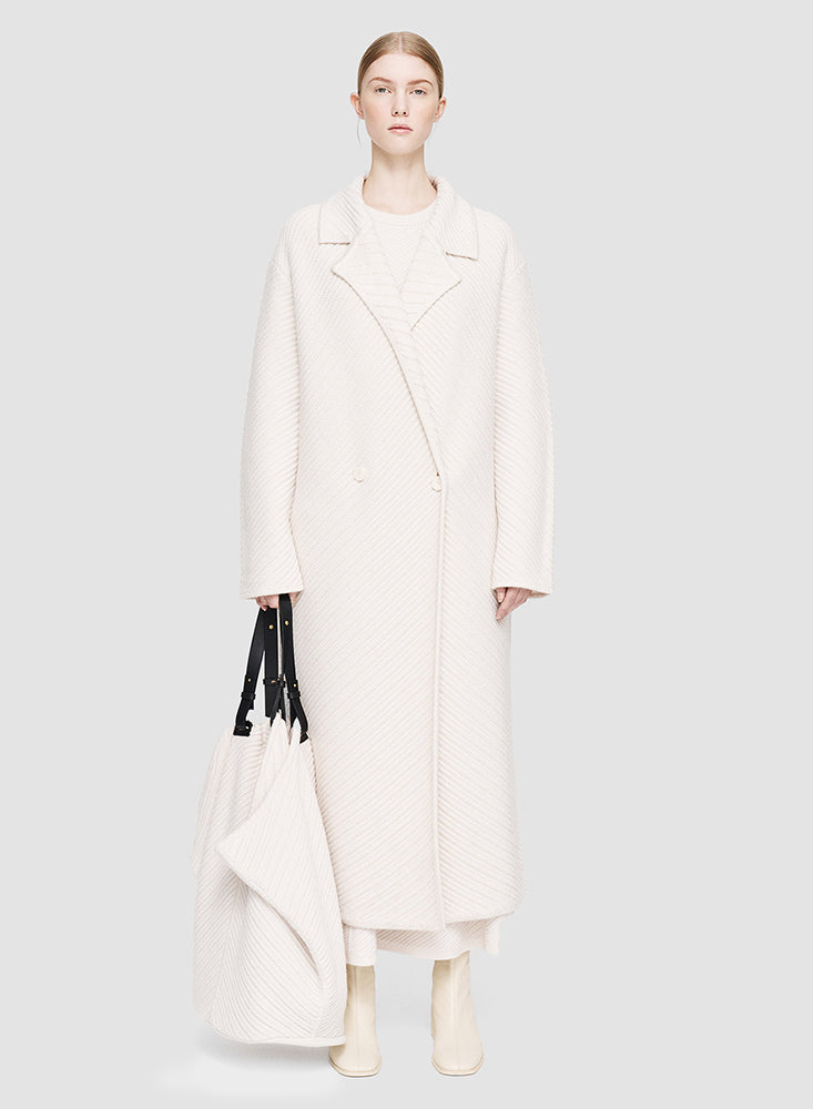 COAT DIAGONAL LONG IVORY