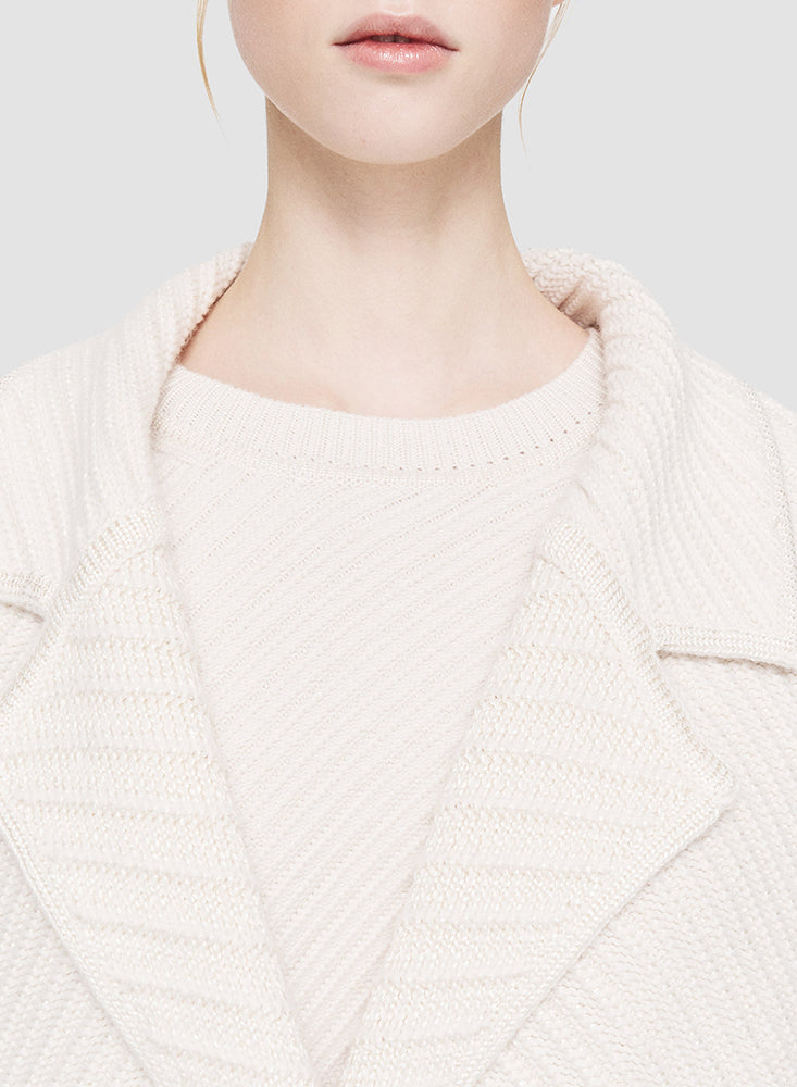 COAT DIAGONAL LONG IVORY