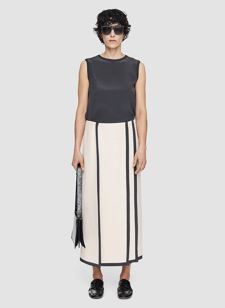 IRIS SILK SKIRT OAT/SLATE