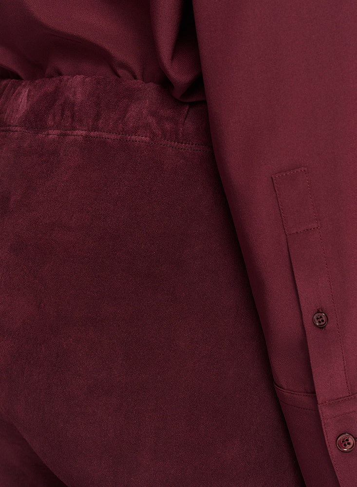 LEGGING STR SUEDE MERLOT