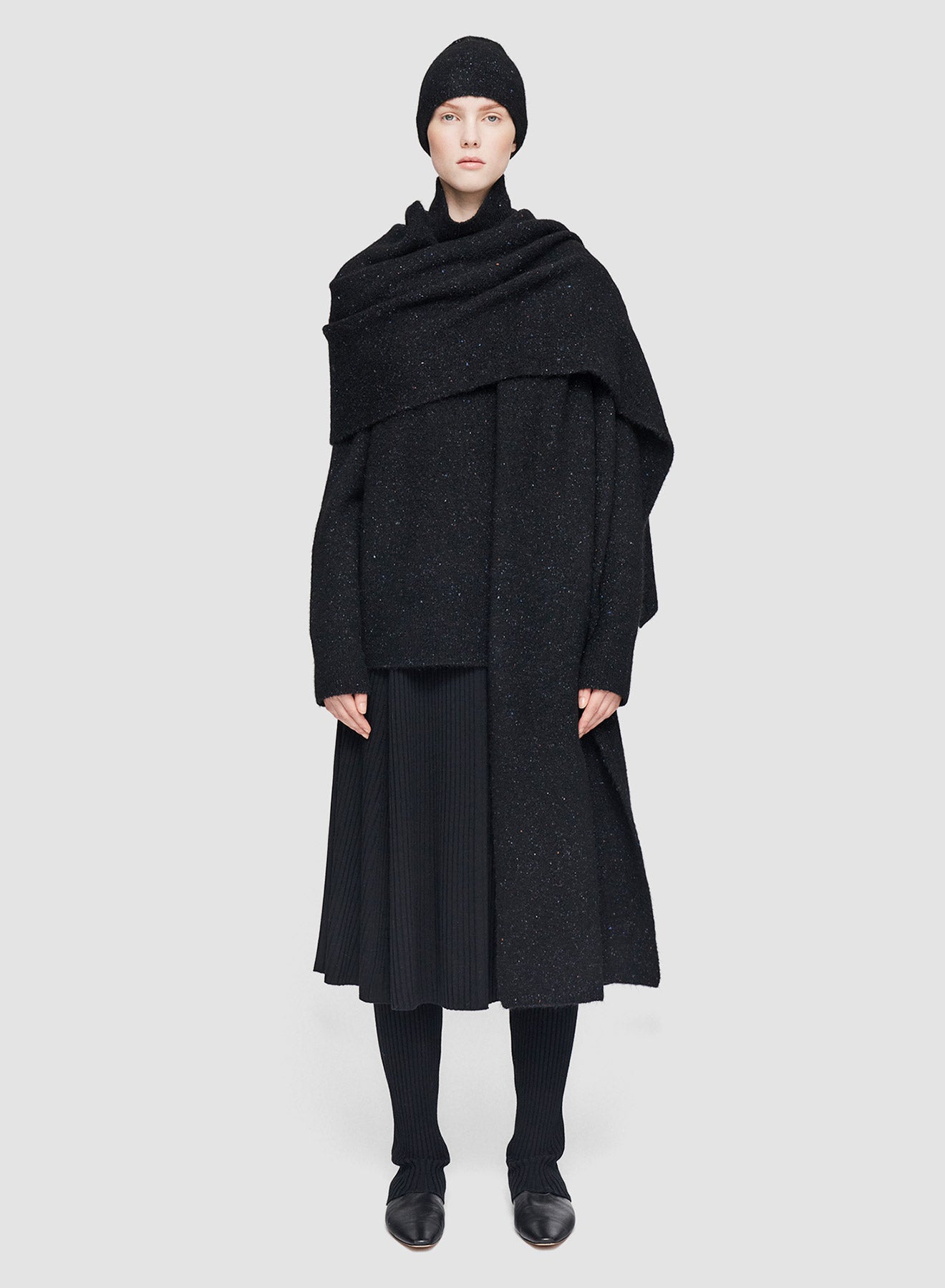 SCARF ALPACA TWEED BLACK