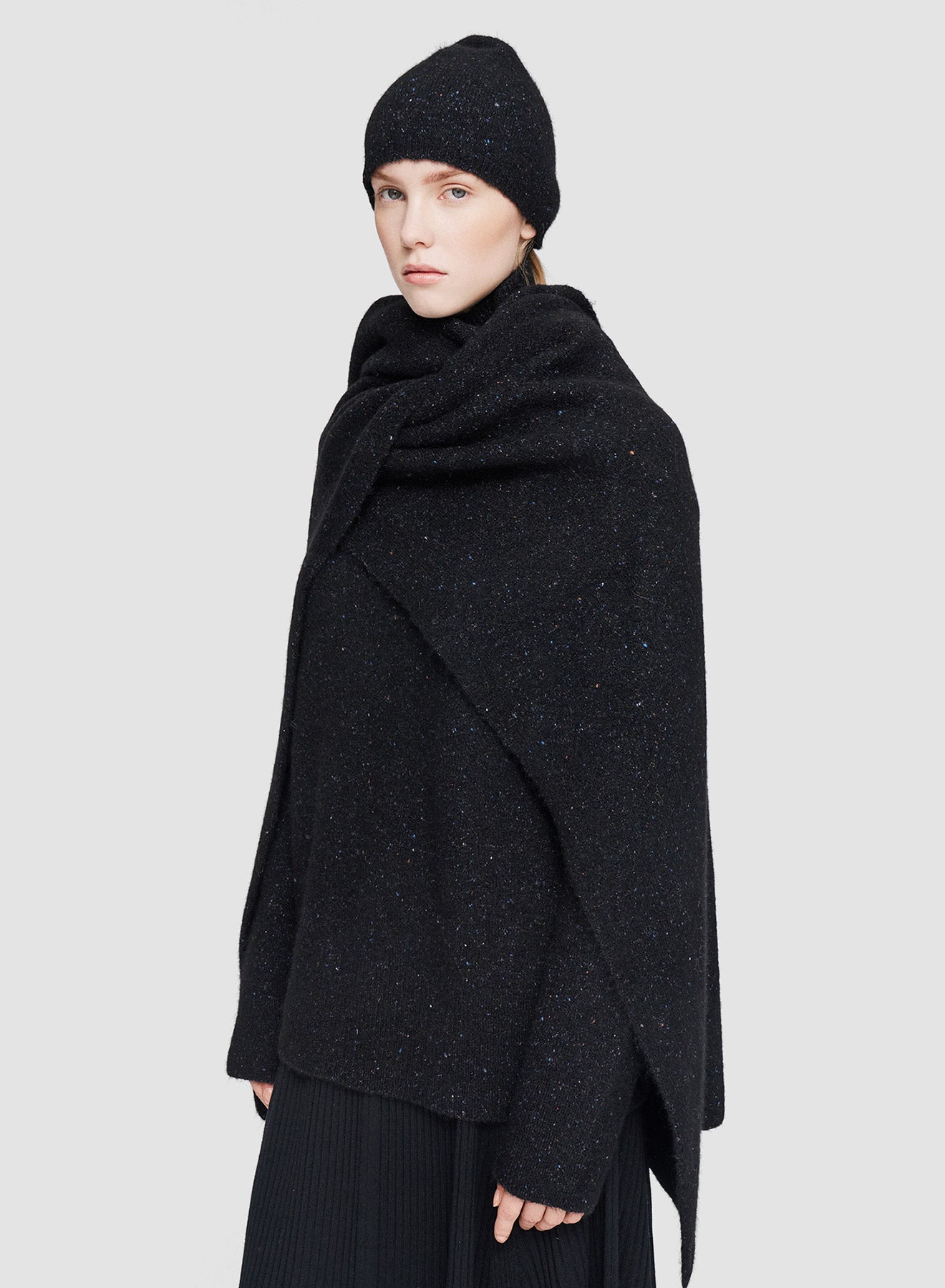SCARF ALPACA TWEED BLACK