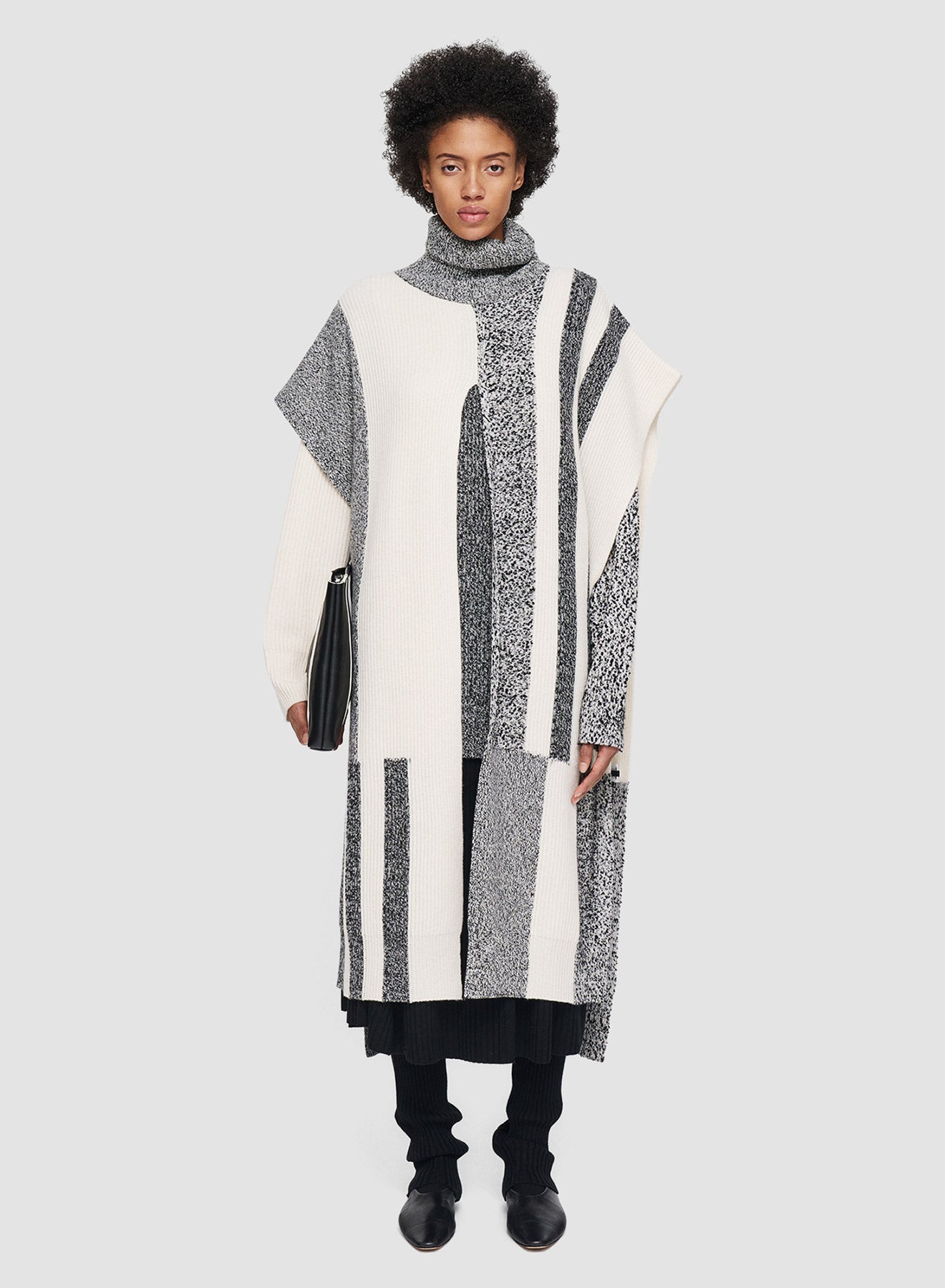 PONCHO STRIPES IVORY/BLACK