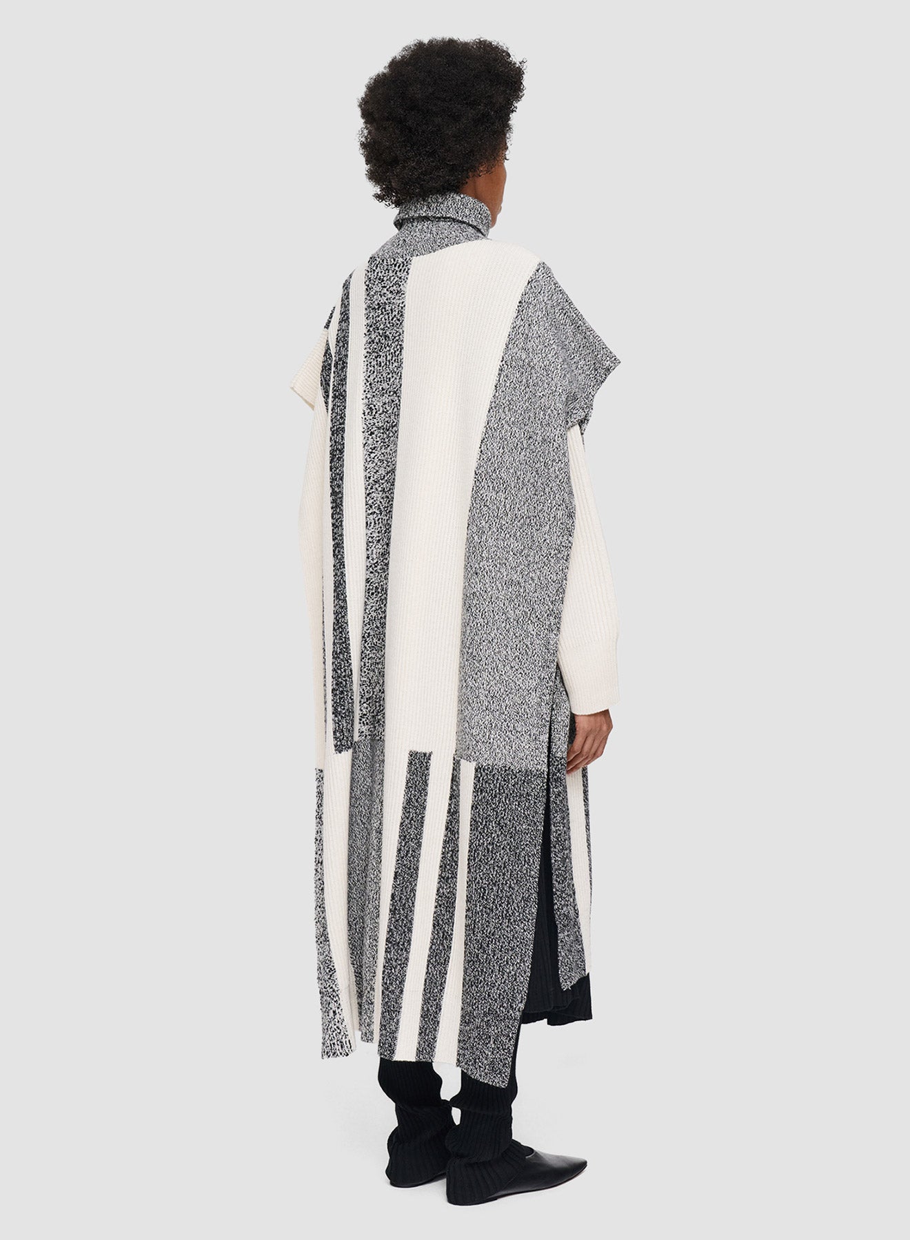 PONCHO STRIPES IVORY/BLACK