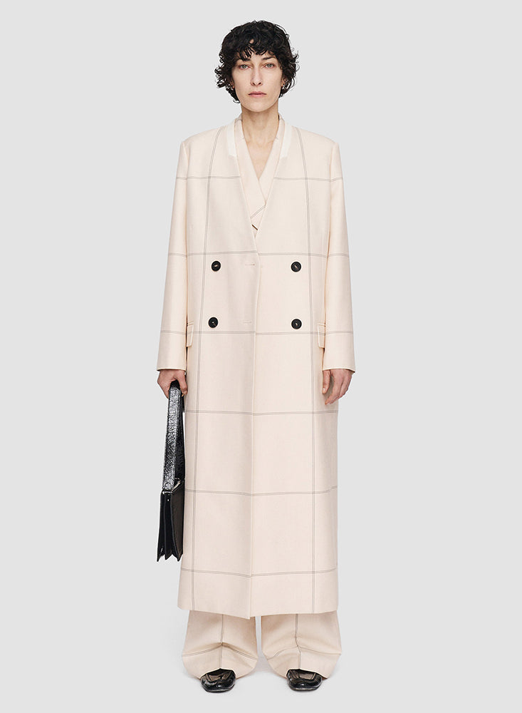 LALO TARTAN COAT OAT COMBO