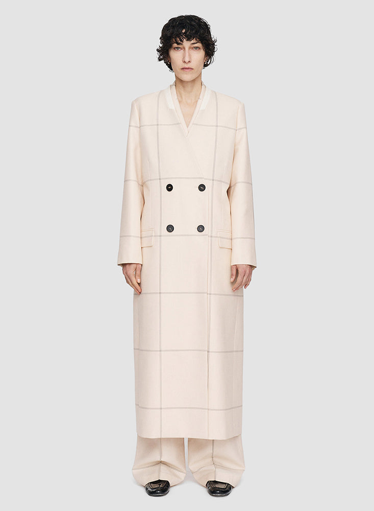 LALO TARTAN COAT OAT COMBO
